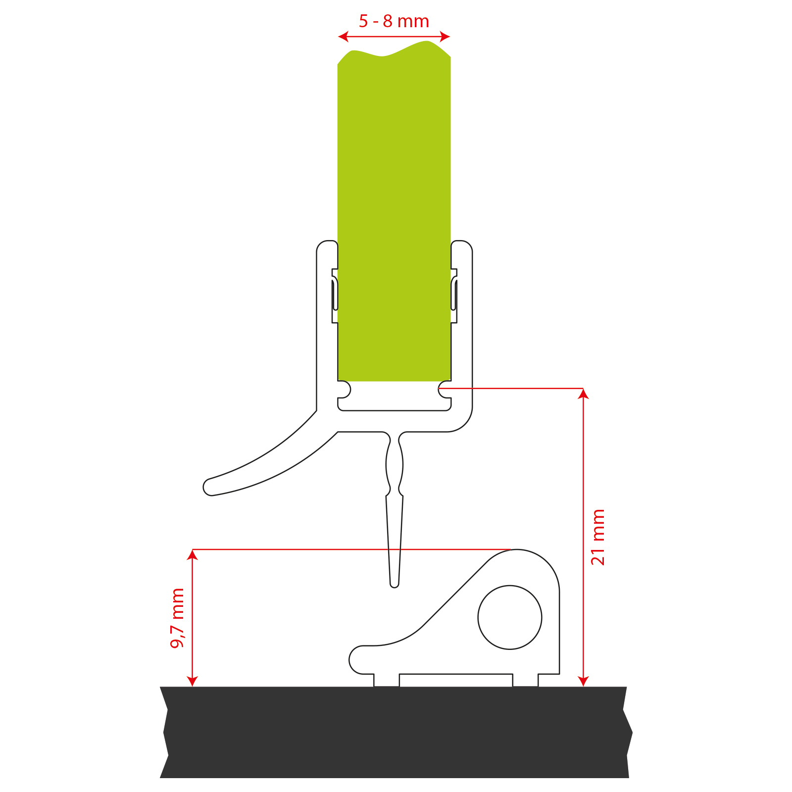 Duschdichtung Typ 8899 Vorgebogen