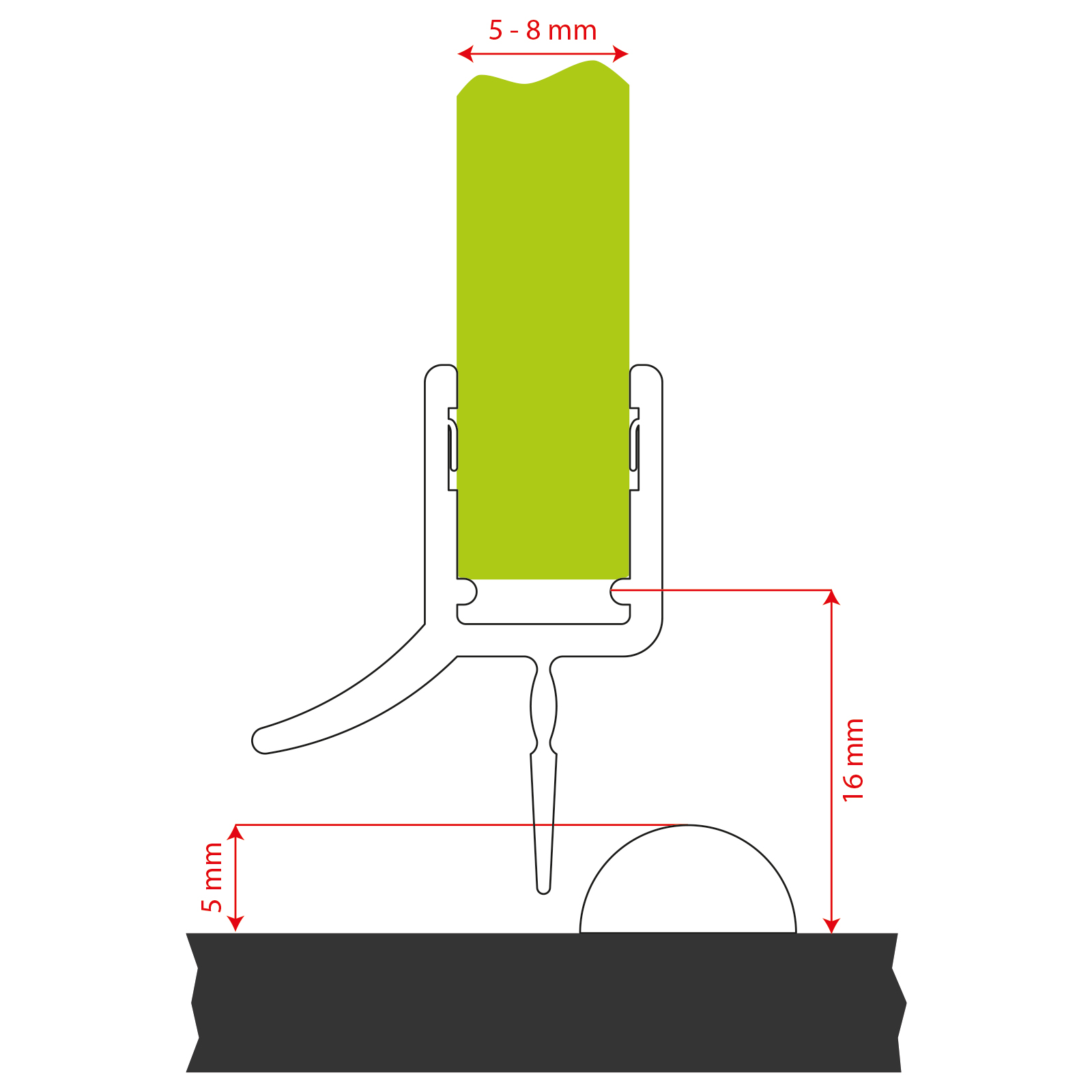 Duschdichtung Typ 8899 Vorgebogen